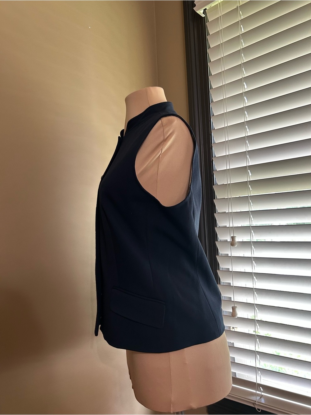 Talbots Navy Stretch Sleeveless Button Vest - Picture 4 of 6